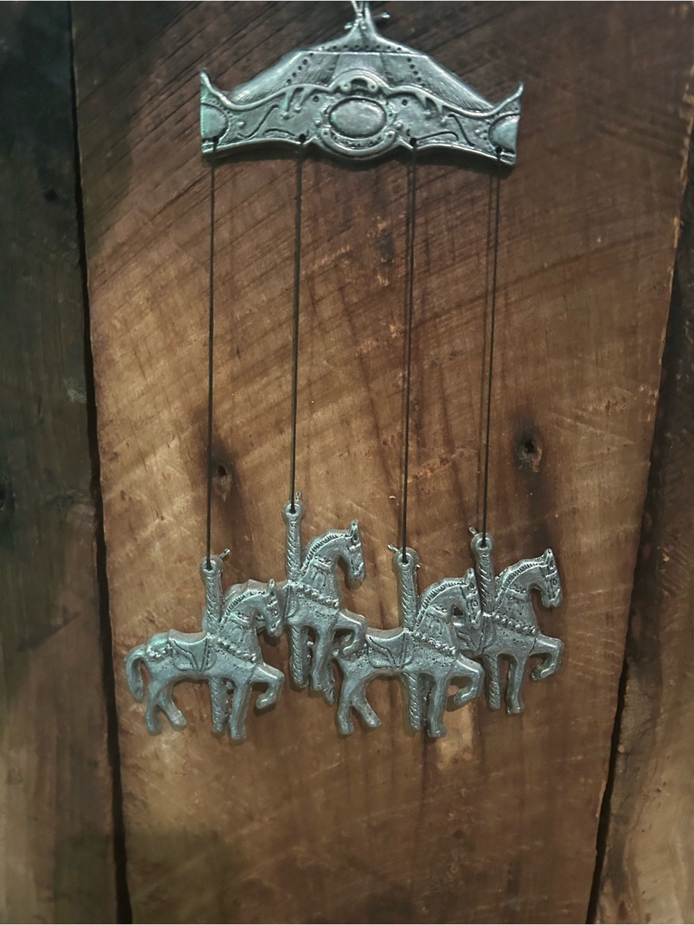 Vintage Carson Pewter Carousel House Wind Chimes